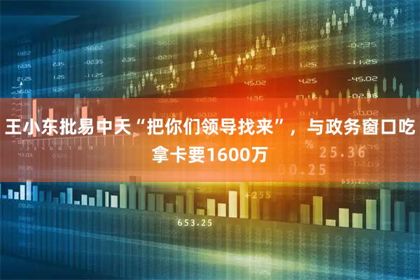 王小东批易中天“把你们领导找来”，与政务窗口吃拿卡要1600万
